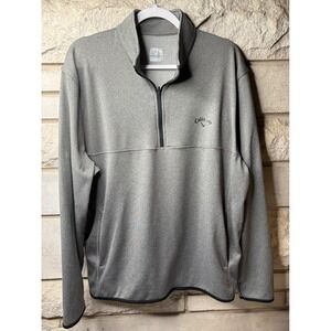 Callaway Men XL Quarter Zip Pullover Heather Grey Waffle Knit Golf Jacket ST4041